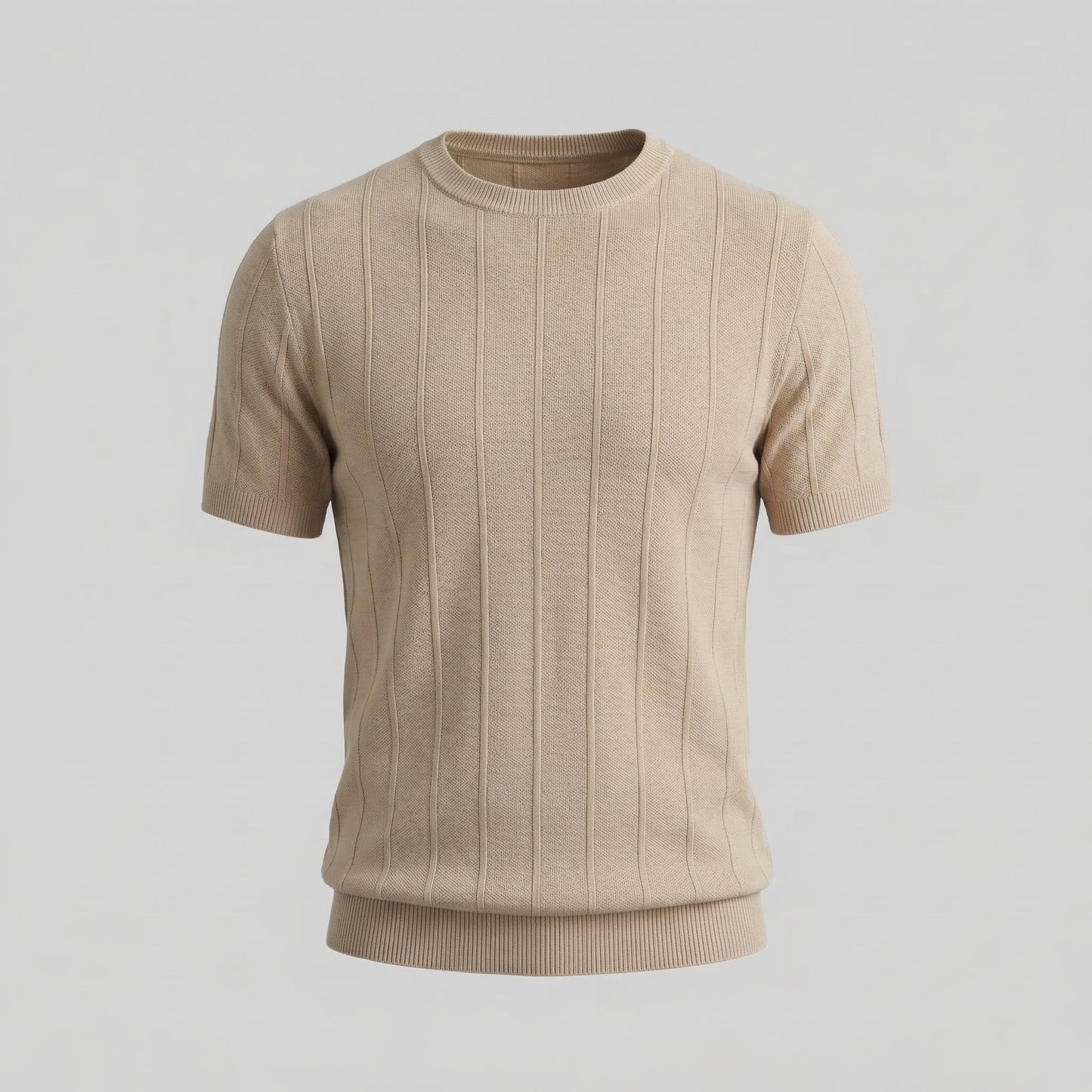 T-Shirt Heren Rib Knit Casual Chic Lange Mouwen