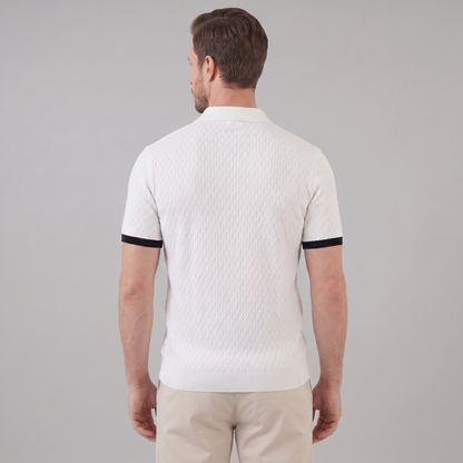 Textured Poloshirt Heren Contrast Kraag Tailored Fit
