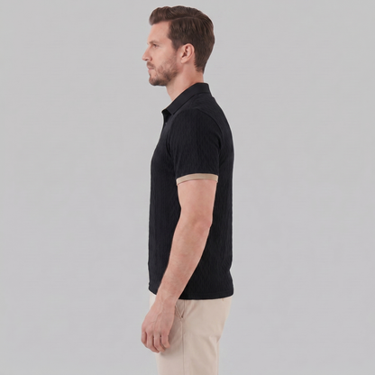 Textured Poloshirt Heren Contrast Kraag Tailored Fit
