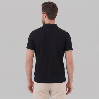 Textured Poloshirt Heren Contrast Kraag Tailored Fit